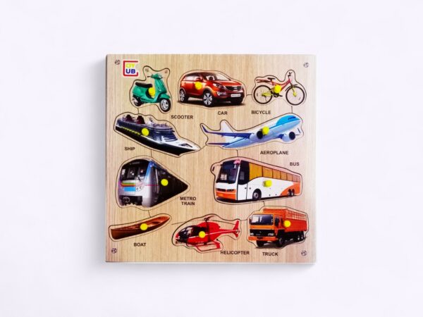 29 x 29 cm Wooden Transport Puzzle Board